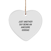 Funny Goddad Heart Ornament Gifts from Family, Heart Shaped Ornament Just Another Day Being An Awesome Goddad Gifts for Goddad Christmas Unique - Image 1